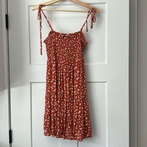 Burnt orange floral mini dress
